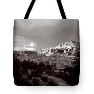 TOTE BAG - Sedona Sunset, Black and White Photograph by Joe Hoover