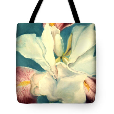 Tote Bag - White Iris by Anni Adkins