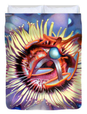 Duvet cover - Passion flower by Artist Anni Adkins
