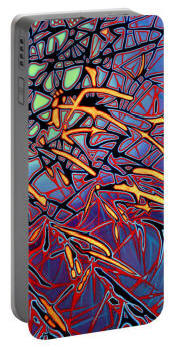 Portable Cell Phone Charger - Barrel Cactus Mixed Media Painting - by Artist-Designer Anni Adkins