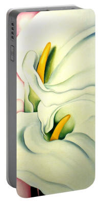 Portable Phone Charger Georgia's Calla Lily - Flower Painting  by Anni Adkins