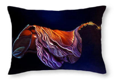 Decoratie Threow Pillow  - Brusied Hibiscus - Flower Painting by artist Anni Adkins 