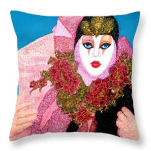 Decorative Throw Pillow - Dota from Carnival of Venice by Anni Adkins
