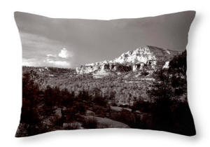 Decor Pillow - Sedona Sunset, Black and White Photograph by Joe Hoover
