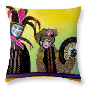 Decor Throw Pillow - The Fan from the  Carnival of Veniceby Artist Anni Adkins