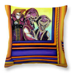 Designer throw Pillow - The Joker Carnival of Venice by Artist Anni Adkins