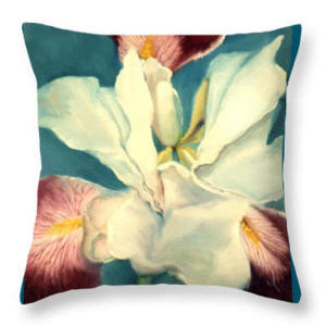 Throw Pillow White Iris by Anni Adkins