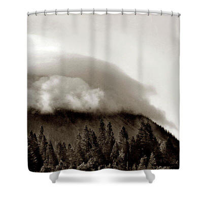 Shower Curtain - Cloud Mountain - Black & White Photograph by Joe Hoover