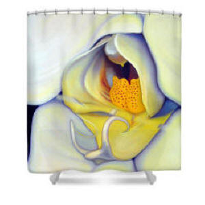 Shower Curtain - Orchid Mouth Painting by Anni Adkins