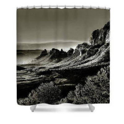 Shower Curtain - Sedona in Black and White by Joe Hoover