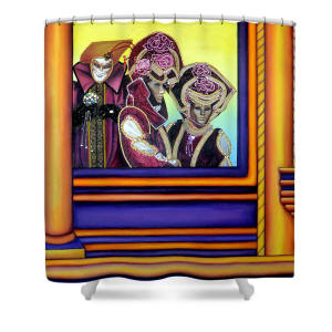 Shower Curtain  - The Joker Carnival of Venice by Artist Anni Adkins
