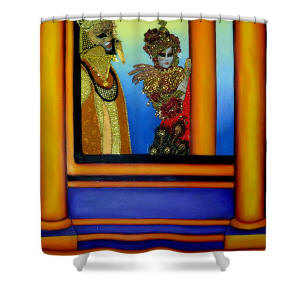 Shower Curtain - The Prince Carnival of Venice Painting by artist Anni Adkins