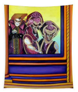 tapestry  - The Joker Carnival of Venice by Artist Anni Adkins