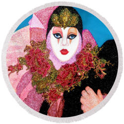 Round Beach Towel - Dota from Carnival of Venice by Anni Adkins