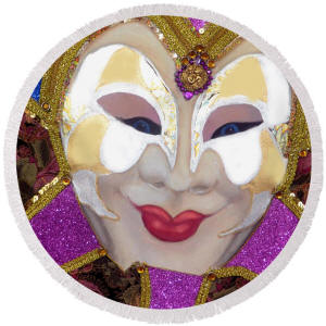Round Beach Towel - Martinia, The Carnival of Venice by Anni Adkins