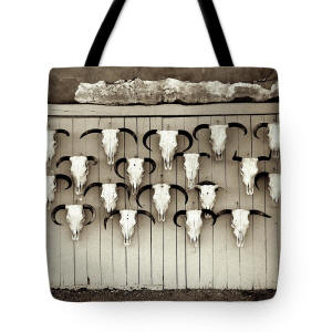 Tote Bag - Cattle Call Black and White Photo by Joe Hoover