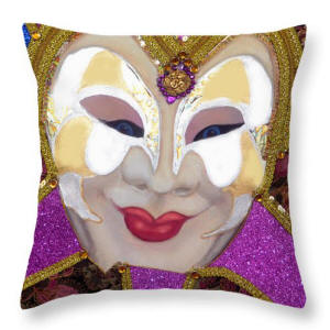 Designer Throw Pillow - Martinia, The Carnival of Venice by Anni Adkins