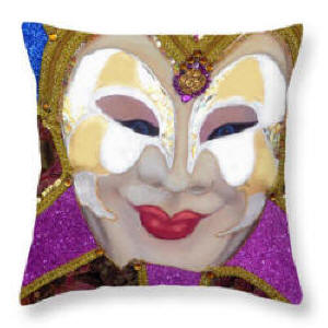 Throw Pillow Martina - Carnival Of Venice by Anni Adkins