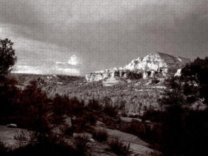 Jigsaw Puzzle - Sedona Sunset, Black and White Photograph by Joe Hoover