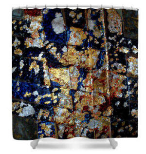 Shower curtains Woven Leaf Mixed Media Painting by Artist/Designer Anni Adkins<