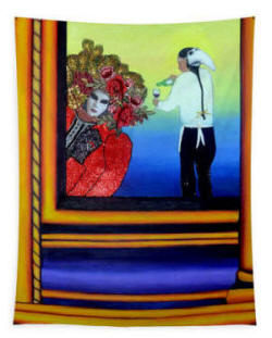 Tapestry - The Waiter , Carnival of Venice by Anni Adkins